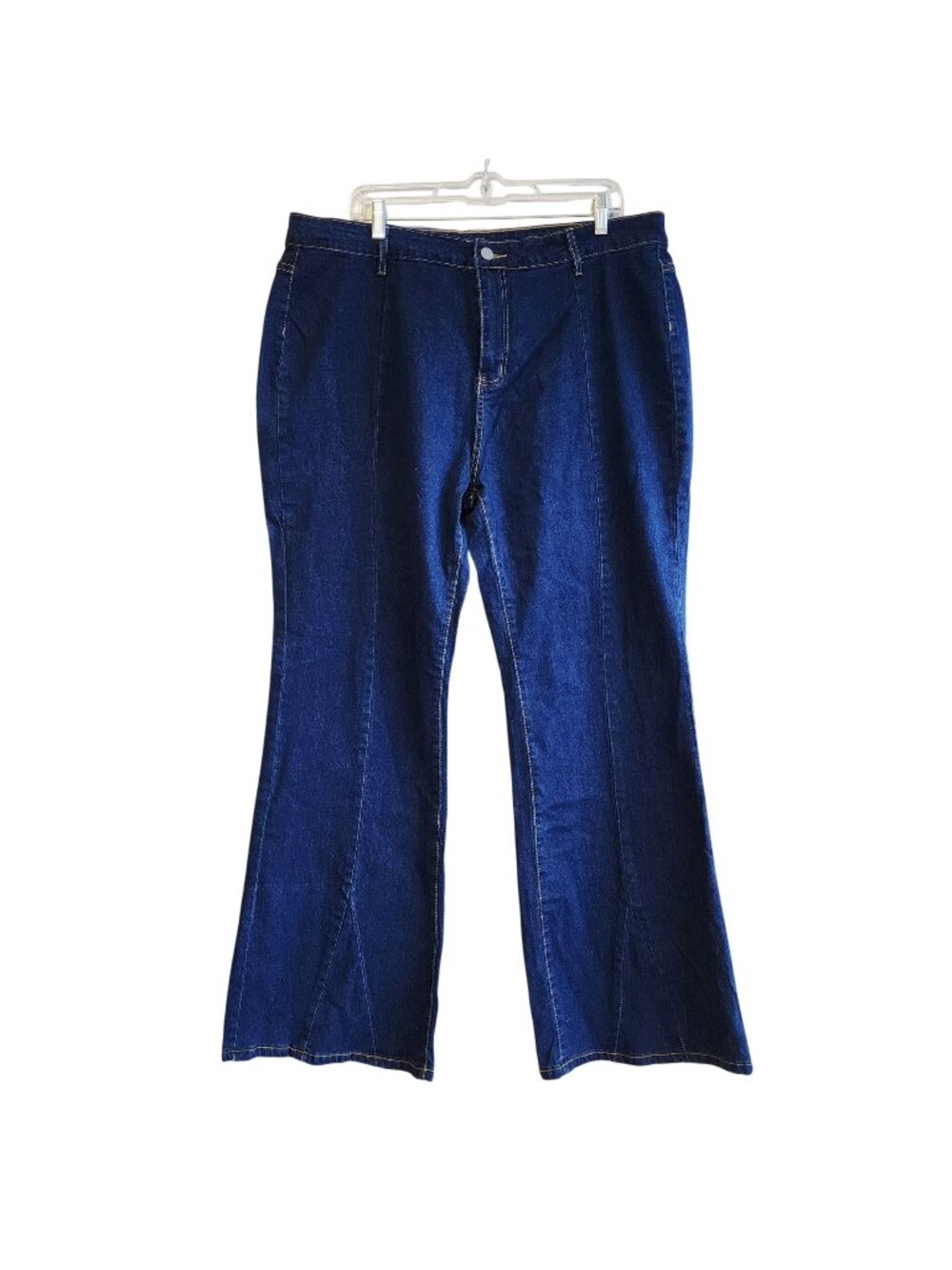 Dark Blue Flared Womens Plus Size 3XL Stretch Jeans With Back Pockets